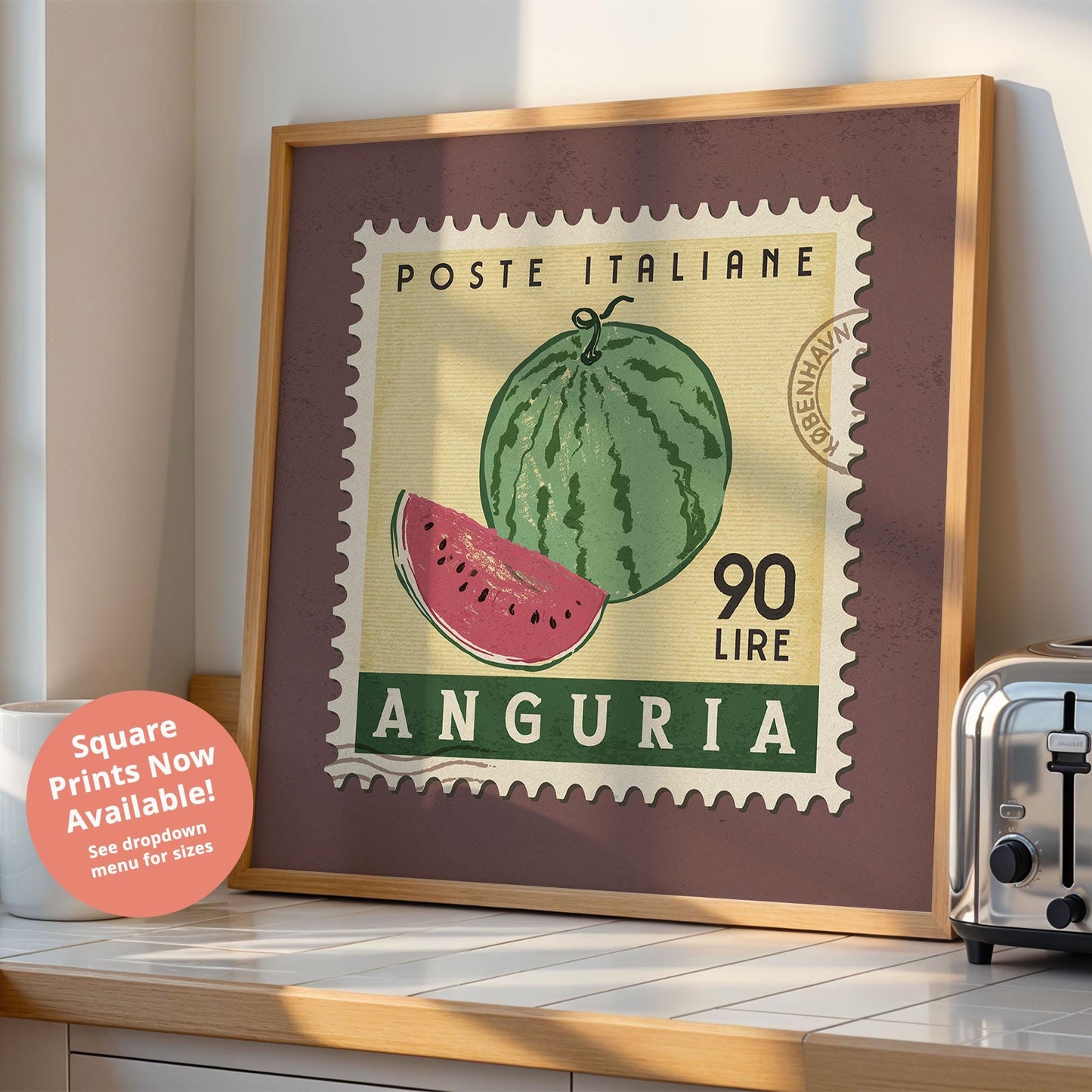 Watermelon Poster, Watermelon Fruit Market Print | Italian Food Art | Vintage Fruit Poster, Watermelon Wall Art, Retro Food Art Print