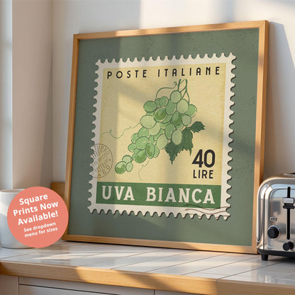 Green Grapes Poster, Green Grapes Fruit Market Print | Italian Food Art | Fruit Wall Art, Green Grapes Poster Set, Cooking Kitchen Art