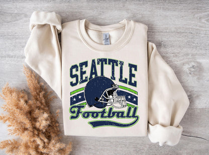 SEATTLE 1974 FOOTBALL Sweatshirt, SEATTLE 1974 FOOTBALL Shirt Retro Style 90s Vintage Unisex Crewneck, Graphic Tee Gift For Football Fan Sport
