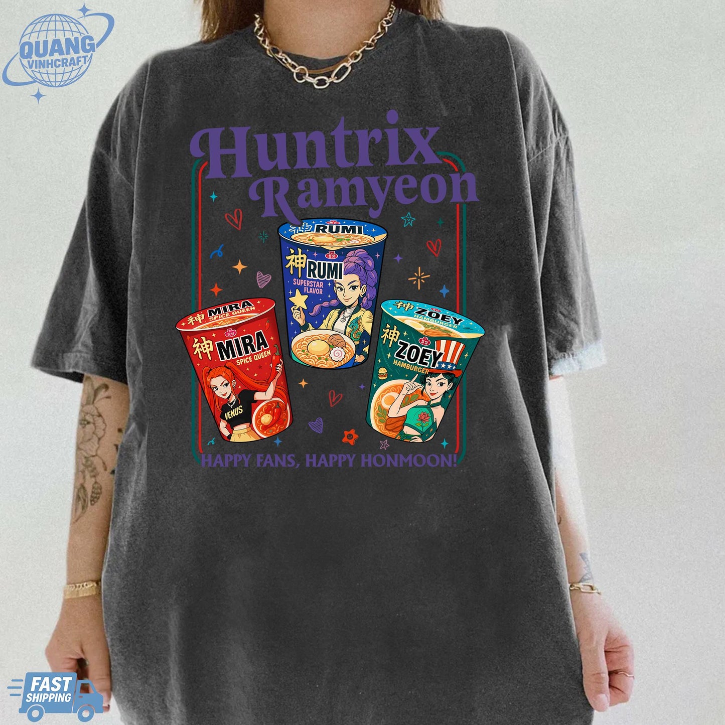 Kpop Demon Hunters Ramyeon Shirt Comfort Colors For Fan, Demon Hunter Movie Inspired Noodle Tee, Cool Korea Inspired Apparel,Mira,Rumi,Zoey