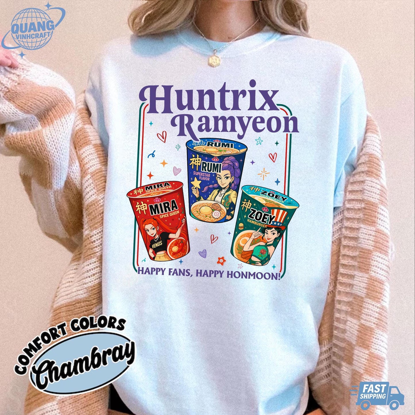 Kpop Demon Hunters Ramyeon Shirt Comfort Colors For Fan, Demon Hunter Movie Inspired Noodle Tee, Cool Korea Inspired Apparel,Mira,Rumi,Zoey