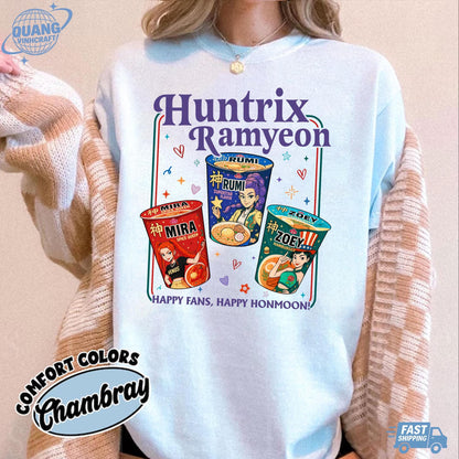 Kpop Demon Hunters Ramyeon Shirt Comfort Colors For Fan, Demon Hunter Movie Inspired Noodle Tee, Cool Korea Inspired Apparel,Mira,Rumi,Zoey