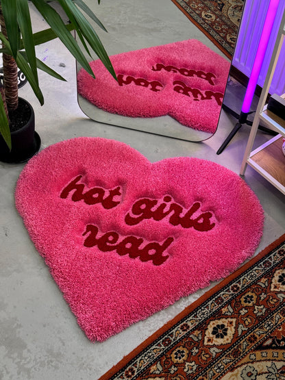 Fluffy Heart Shape 3D Tufted Rug, Library Decor, Reading Aesthetic, Reading Nook, Cozy Decor, Books Lover Gift, Gift For Her, Book Tok