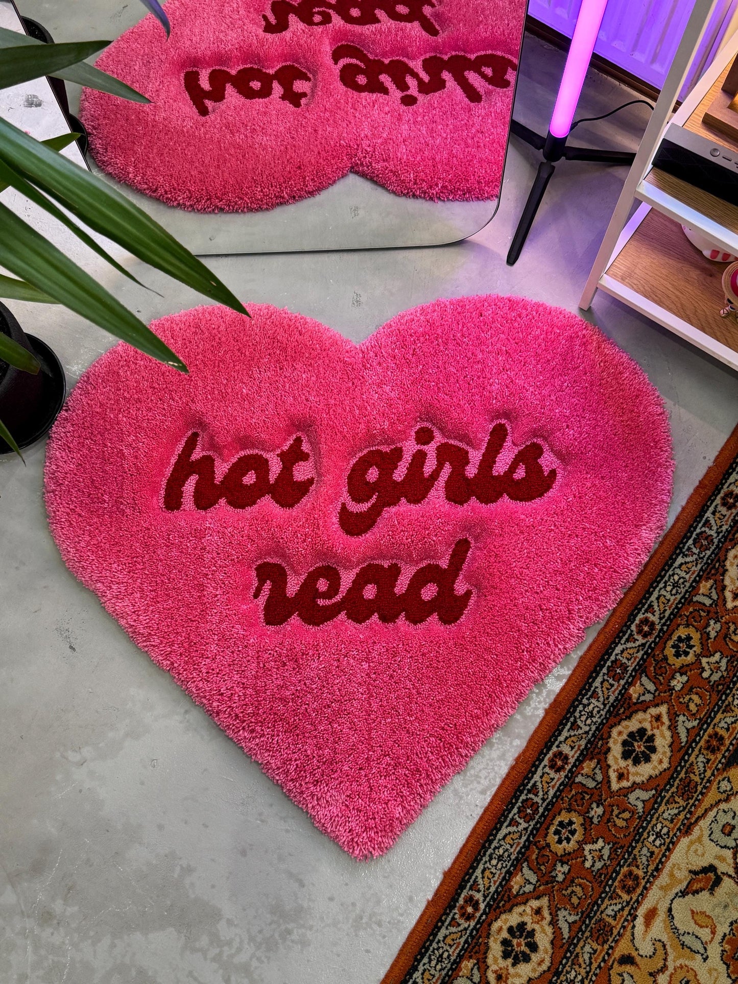 Fluffy Heart Shape 3D Tufted Rug, Library Decor, Reading Aesthetic, Reading Nook, Cozy Decor, Books Lover Gift, Gift For Her, Book Tok