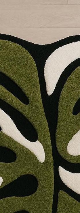 Hand-Tufted New Zealand Wool Rug: Jungle Monstera Design