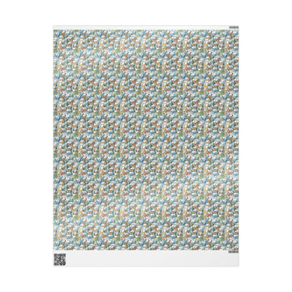 Christmas village Wrapping Paper, Vintage-Inspired Gift Wrap Roll, Retro Nordic Print for Holidays