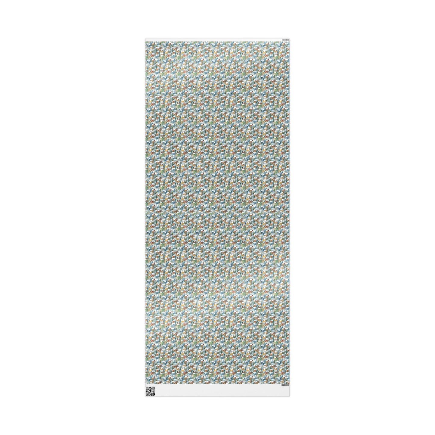 Christmas village Wrapping Paper, Vintage-Inspired Gift Wrap Roll, Retro Nordic Print for Holidays