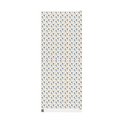 Blue Christmas Wrapping Paper Roll, Vintage Scandinavian Gift Wrap, Retro Print for Holiday Packaging #16