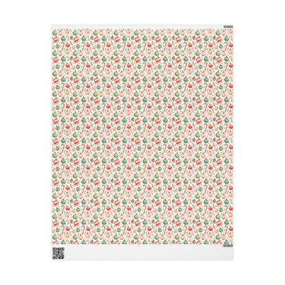 Christmas Wrapping Paper Roll, Retro Vintage Gift Wrap, Custom Printed Holiday Paper for Wrapping #24