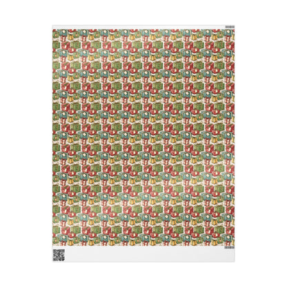 Retro Christmas Wrapping Paper Roll, Custom Vintage Style Holiday Wrap, Nordic Christmas Gift Design #27