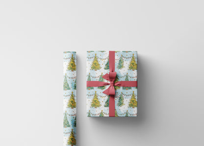 Retro Christmas Wrapping Paper, Vintage-Inspired Holiday Gift Wrap Roll, Custom Winter Theme Packaging #5