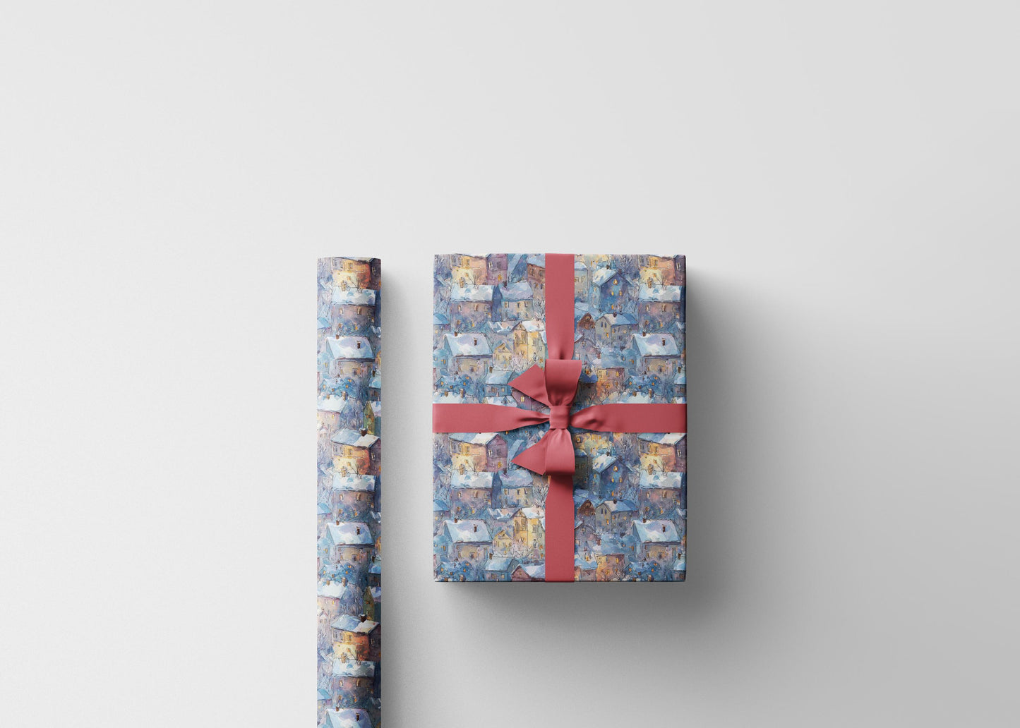 Retro Christmas Wrapping Paper Roll, Vintage Holiday Gift Wrap, Nordic Winter Print for Gift Wrapping #9