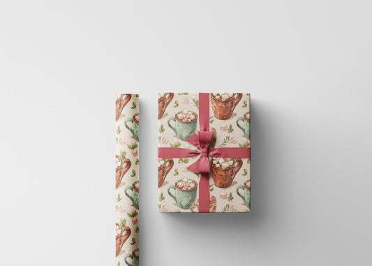 Vintage Christmas Wrapping Paper Roll, Scandinavian Retro Style Gift Wrap, Custom Holiday Paper Sheet #12