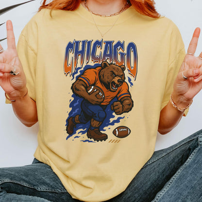 Graphic Chicago Mascot Football Sweatshirt, Game Day Gift Shirt, Chicago Football Fan Tee, Retro Chicago Team Shirt, Sport Mascot Gifts
