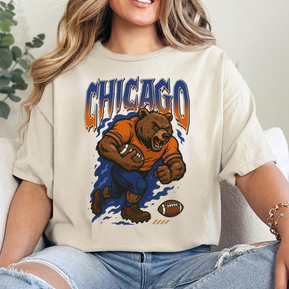 Graphic Chicago Mascot Football Sweatshirt, Game Day Gift Shirt, Chicago Football Fan Tee, Retro Chicago Team Shirt, Sport Mascot Gifts