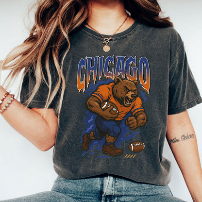 Graphic Chicago Mascot Football Sweatshirt, Game Day Gift Shirt, Chicago Football Fan Tee, Retro Chicago Team Shirt, Sport Mascot Gifts