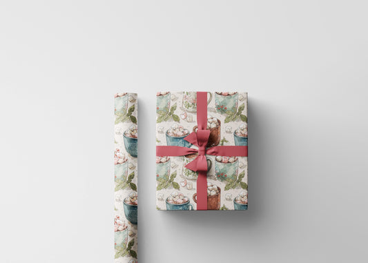 Unique Christmas Wrapping Paper Roll, Vintage Christmas Cozy Holiday Gift Wrap, Retro Inspired Christmas Design #15