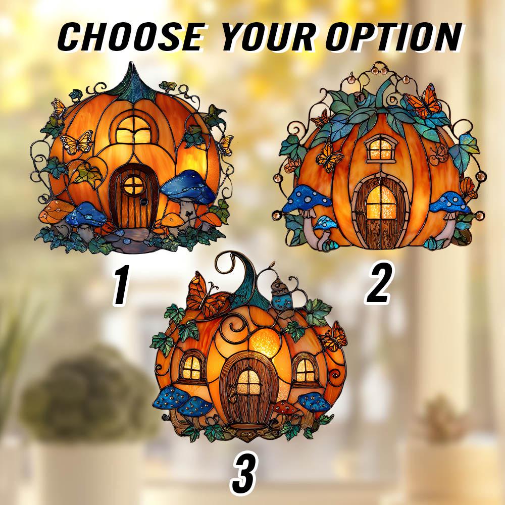 Pumpkin House Window Hanging, Fall Autumn Decor, Handcrafted Acrylic Ornament, Perfect Halloween Home Decoration, Halloween Home Decor