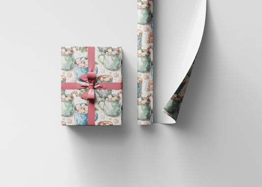 Retro Christmas Wrapping Paper, Vintage Holiday Wrap Roll, Custom Printed Christmas Gift Paper #14