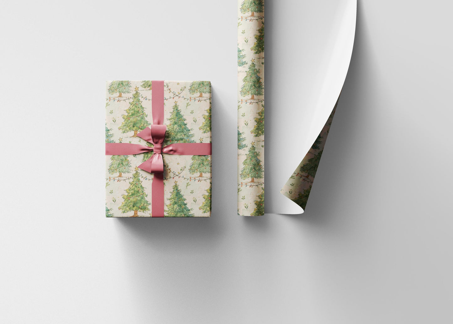 Vintage Christmas Wrapping Paper Roll, Scandinavian Holiday Gift Wrap, Retro Christmas Print, Custom Wrap #4