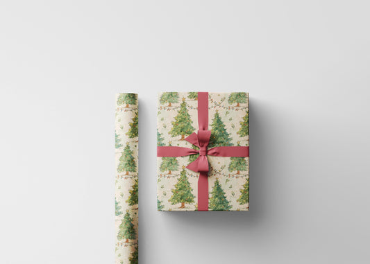 Vintage Christmas Wrapping Paper Roll, Scandinavian Holiday Gift Wrap, Retro Christmas Print, Custom Wrap #4