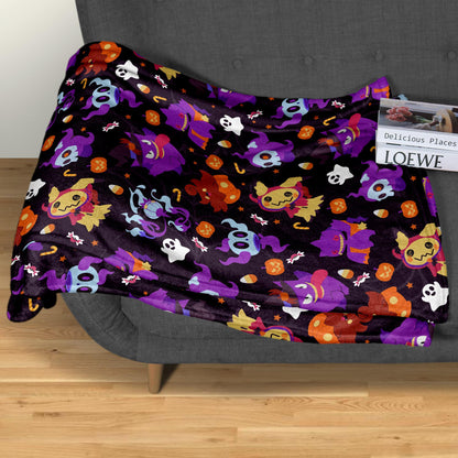 Mewtwo and Eevee Blanket, Kawaii Fleece Blanket, Cozy Baby Blanket, Space Throw Blanket, Cotton Fleece Bedding Decor, Mewtwo Blanket Gifts