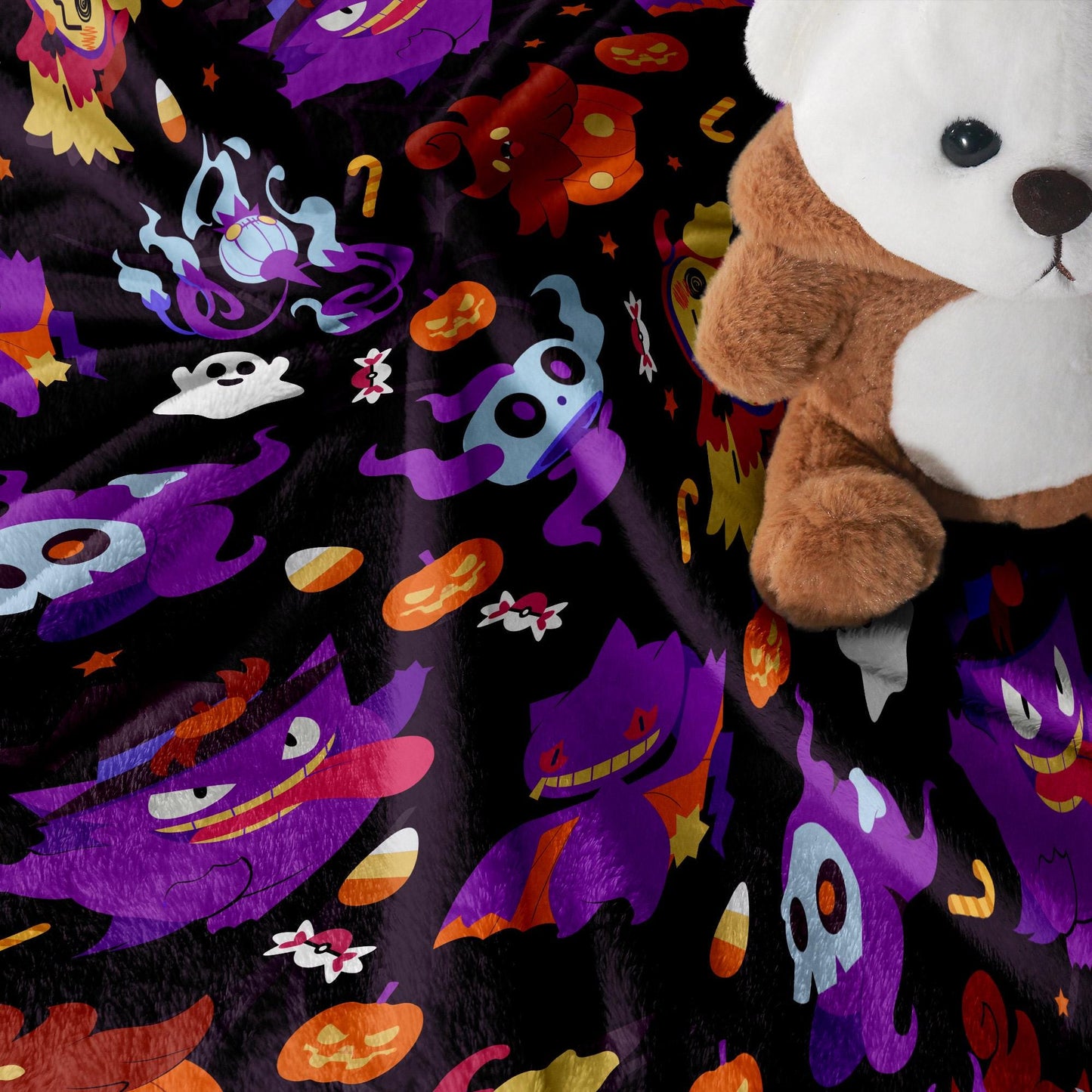 Mewtwo and Eevee Blanket, Kawaii Fleece Blanket, Cozy Baby Blanket, Space Throw Blanket, Cotton Fleece Bedding Decor, Mewtwo Blanket Gifts