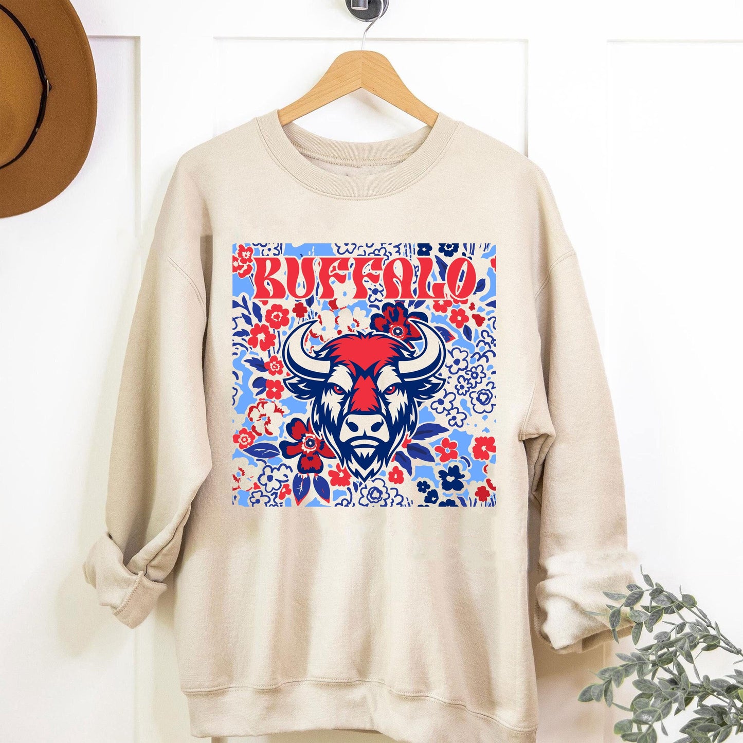 Buffalo Team Mascot Shirt, Floral Spirit Mascot Sweatshirt, Game Day Tee, Abstract Flower Football Sports Shirt, Cheerleader Gift Shirt