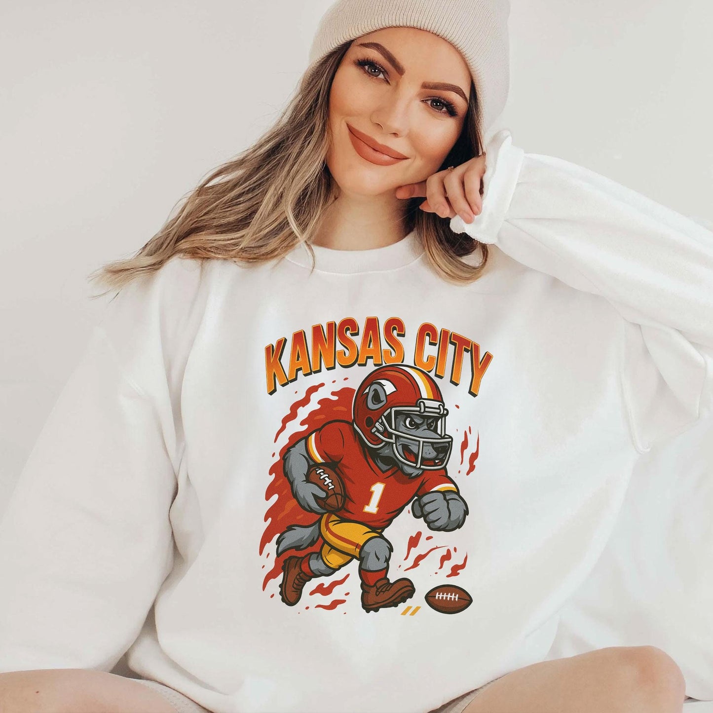 Graphic Kansas City Mascot Football Sweatshirt, Game Day Gift Shirt, Kansas City Football Fan Tee, Retro Kansas City Team Shirt,Sport Mascot