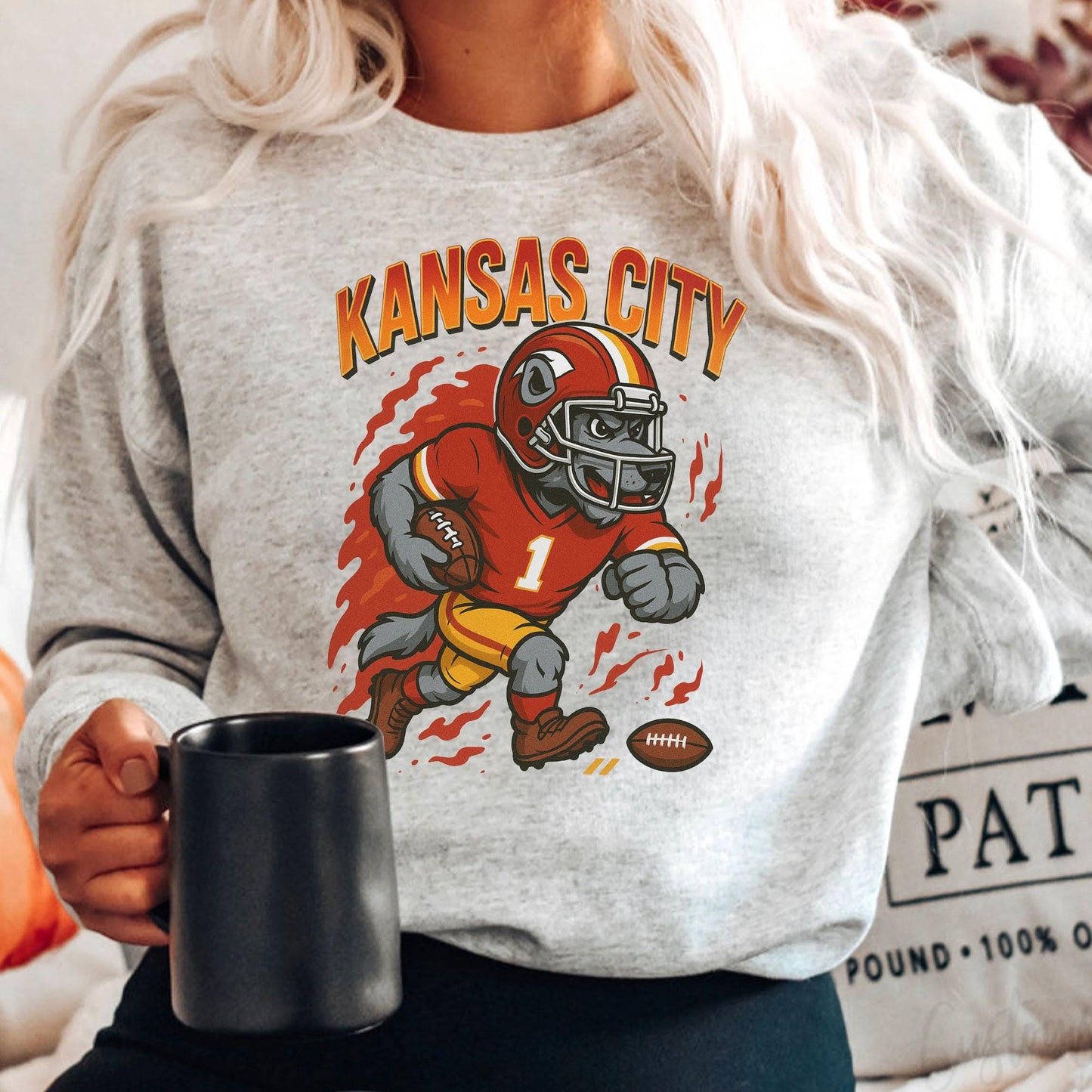 Graphic Kansas City Mascot Football Sweatshirt, Game Day Gift Shirt, Kansas City Football Fan Tee, Retro Kansas City Team Shirt,Sport Mascot
