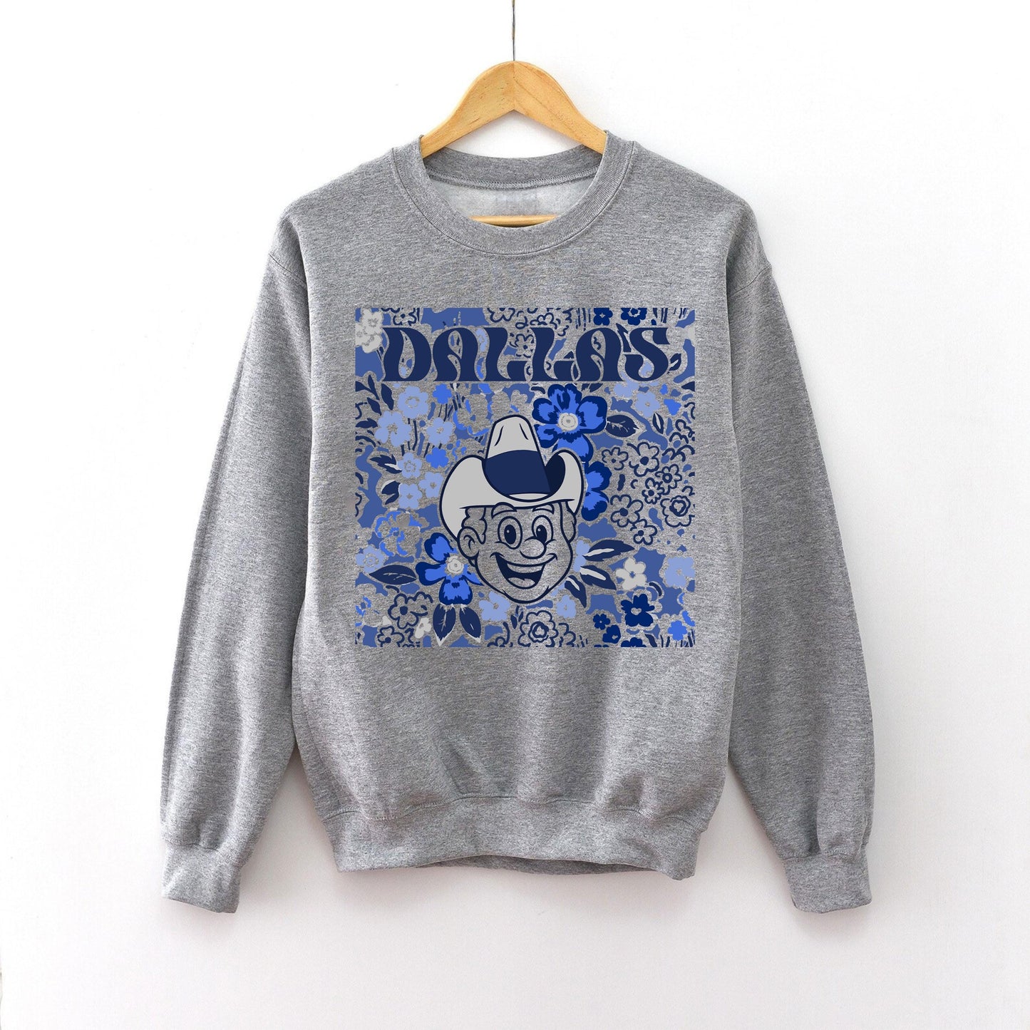 Dallas Team Mascot Shirt, Floral Spirit Mascot Sweatshirt, Game Day Tee, Abstract Flower Football Sports Shirt, Cheerleader Gift Shirt