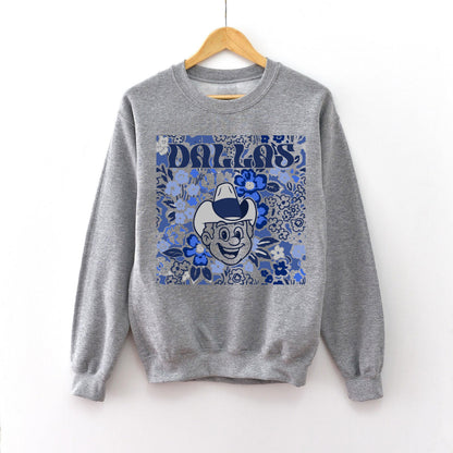Dallas Team Mascot Shirt, Floral Spirit Mascot Sweatshirt, Game Day Tee, Abstract Flower Football Sports Shirt, Cheerleader Gift Shirt
