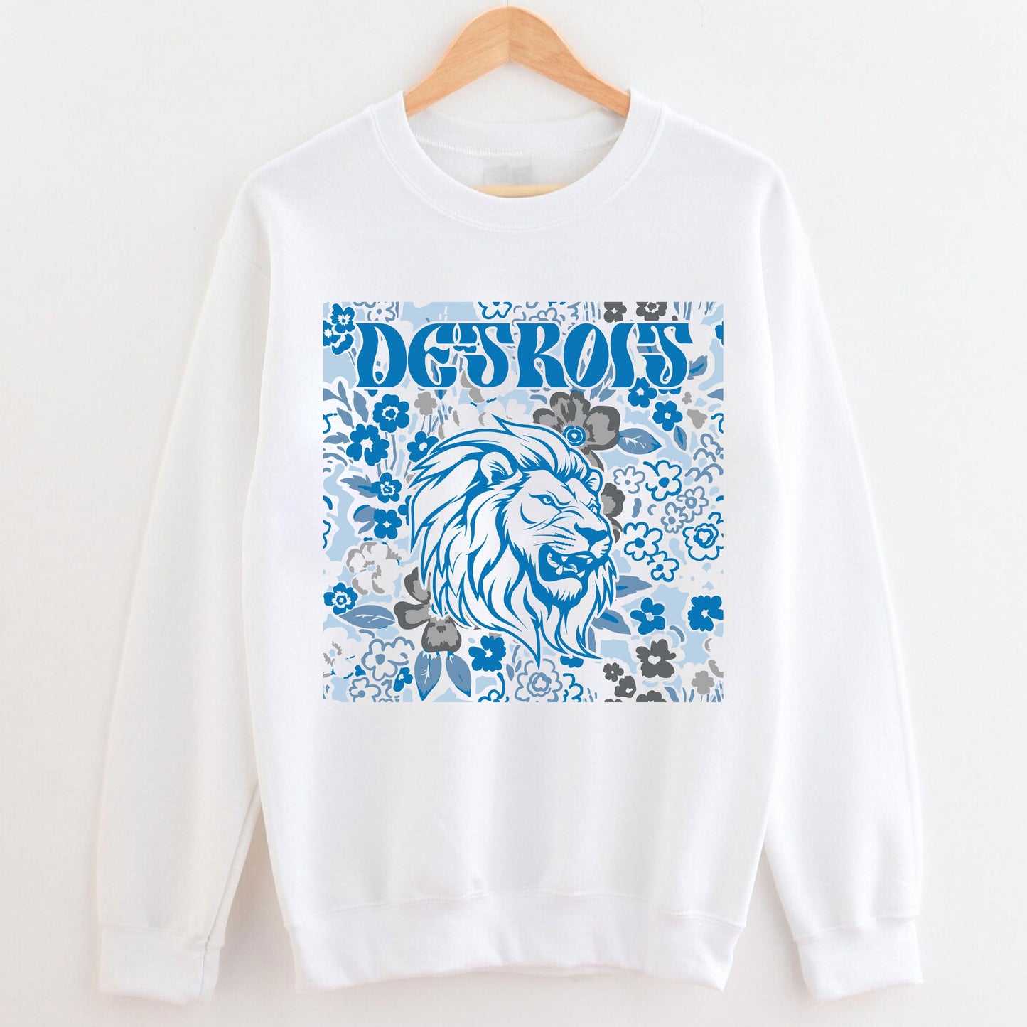 Detroit Team Mascot Shirt, Floral Spirit Mascot Sweatshirt, Game Day Tee, Abstract Flower Football Sports Shirt, Cheerleader Gift Shirt