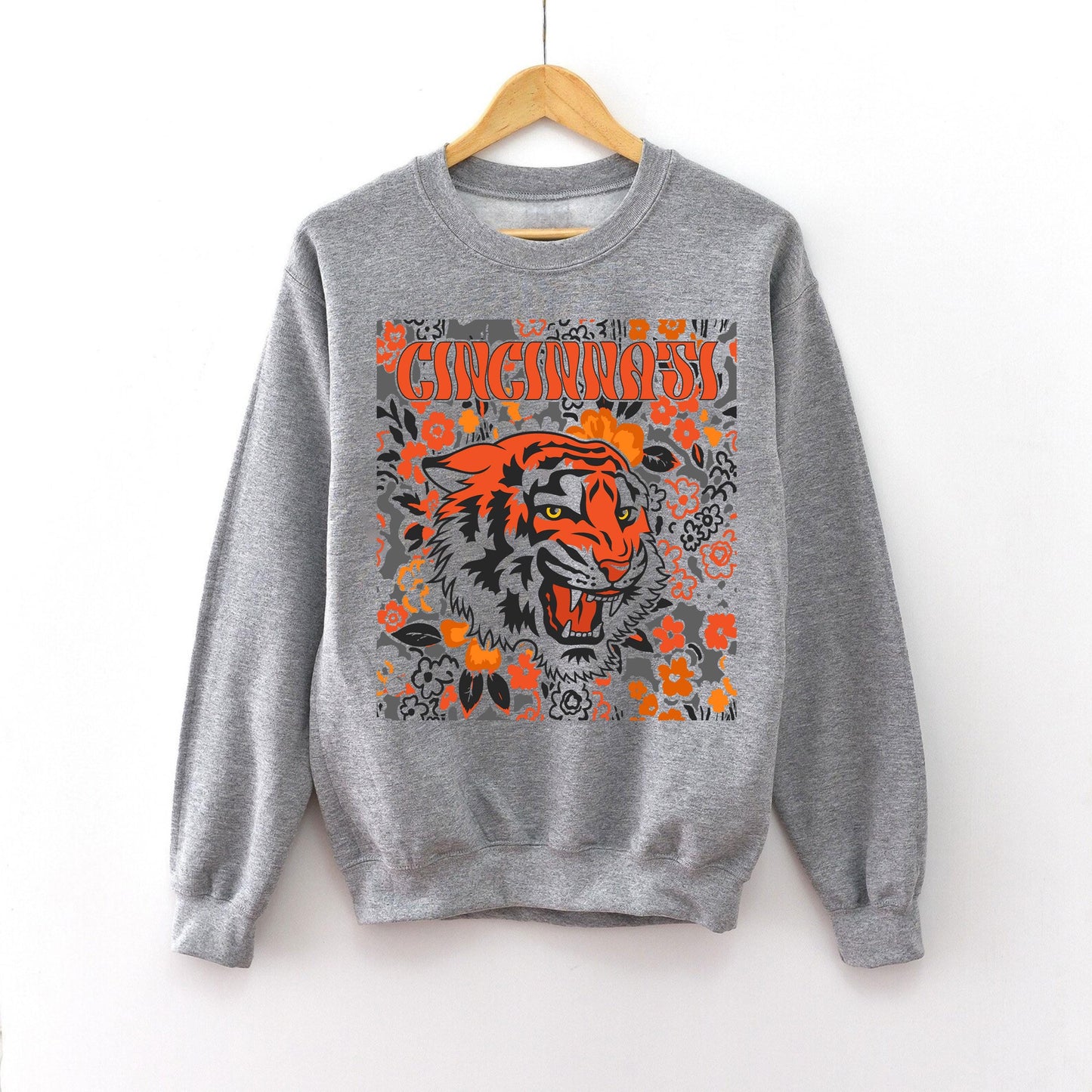 Cincinnati Team Mascot Shirt, Floral Spirit Mascot Sweatshirt, Game Day Tee, Abstract Flower Football Sports Shirt, Cheerleader Gift Shirt