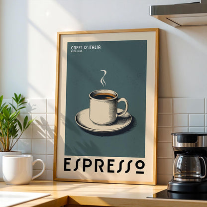 Espresso Coffee Poster, Coffee Bar Art Print, Modern Kitchen Wall Art | Vintage Coffee Poster | Kitchen Wall Art for Coffee Bar