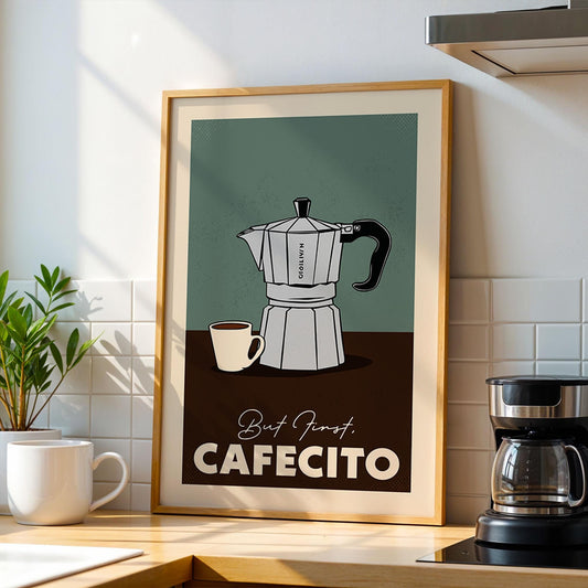 But First Cafecito Spanish Coffee Poster, Coffee Bar Art Print, Kitchen Wall Art | Vintage Coffee Poster | Coffee Gift for Coffee Lover