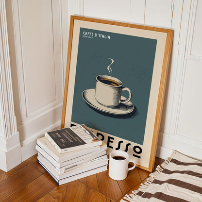 Espresso Coffee Poster, Coffee Bar Art Print, Modern Kitchen Wall Art | Vintage Coffee Poster | Kitchen Wall Art for Coffee Bar