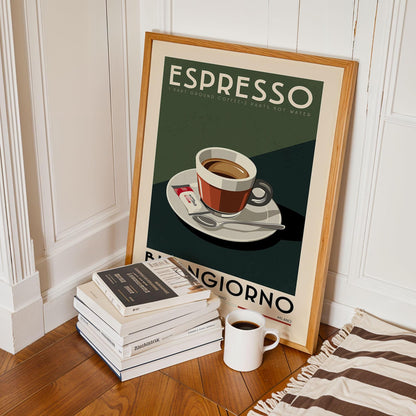 Espresso Coffee Poster, Kitchen Coffee Bar Art Print, Coffee Bar Sign | Vintage Coffee Poster | Coffee Gift for Coffee Lover