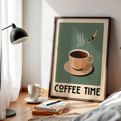 Retro Coffee Poster, Coffee Time, Coffee Bar Art Print, Modern Kitchen Wall Art | Vintage Coffee Poster | Kitchen Art Print for Coffee Lover