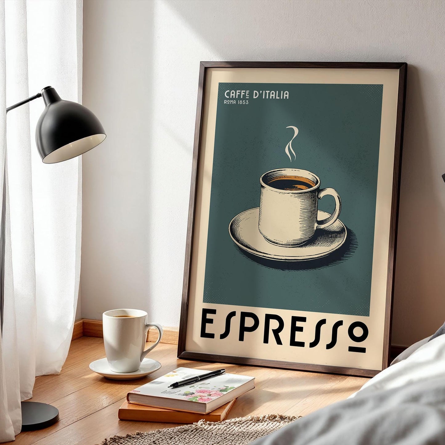 Espresso Coffee Poster, Coffee Bar Art Print, Modern Kitchen Wall Art | Vintage Coffee Poster | Kitchen Wall Art for Coffee Bar