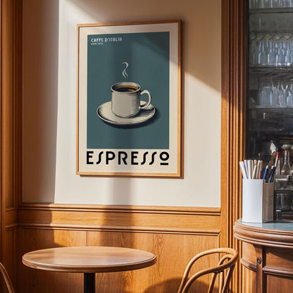 Espresso Coffee Poster, Coffee Bar Art Print, Modern Kitchen Wall Art | Vintage Coffee Poster | Kitchen Wall Art for Coffee Bar