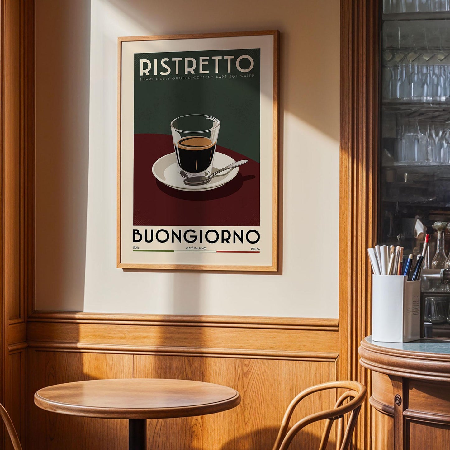 Ristretto Coffee Poster, Kitchen Coffee Bar Art Print, Coffee Bar Sign | Vintage Coffee Poster | Coffee Gift for Coffee Lover