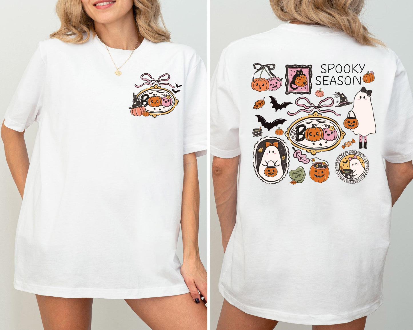 Halloween Boo Pumpkin Shirt, Spooky Season Ghost T-Shirt, Halloween Ghost Shirt, Coquette Halloween Bow Shirt, Pumpkin Season Sweatshirt
