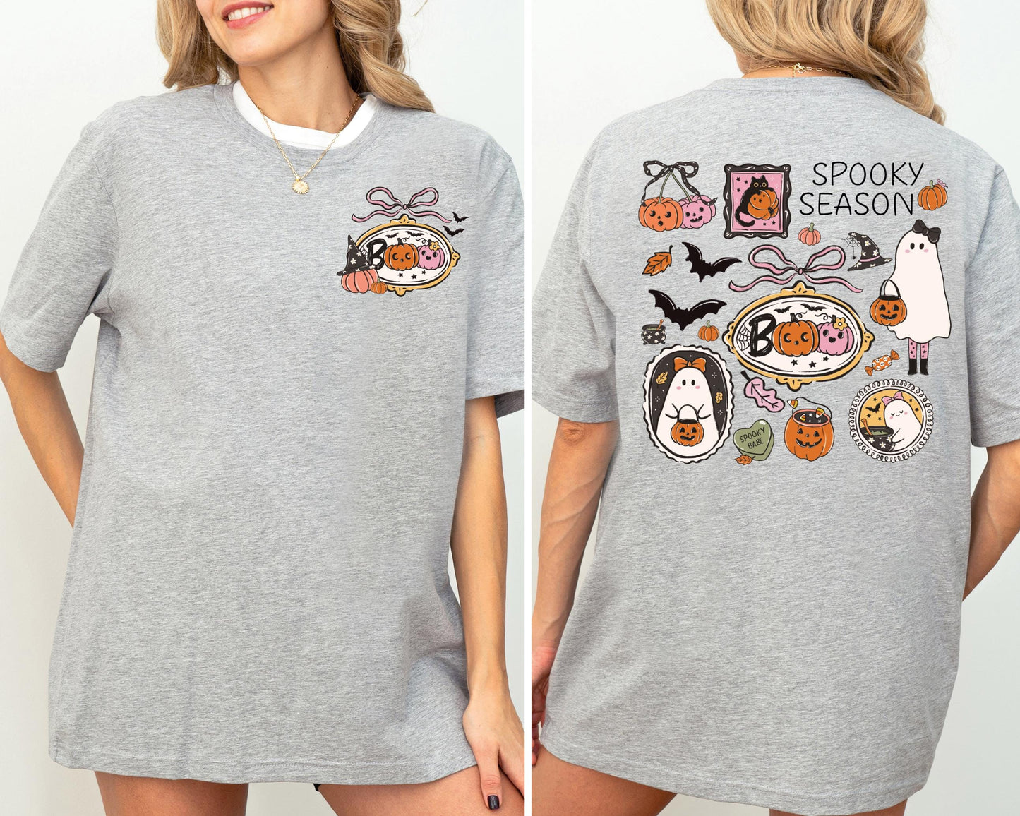 Halloween Boo Pumpkin Shirt, Spooky Season Ghost T-Shirt, Halloween Ghost Shirt, Coquette Halloween Bow Shirt, Pumpkin Season Sweatshirt