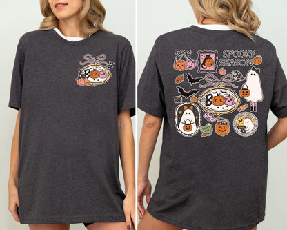 Halloween Boo Pumpkin Shirt, Spooky Season Ghost T-Shirt, Halloween Ghost Shirt, Coquette Halloween Bow Shirt, Pumpkin Season Sweatshirt