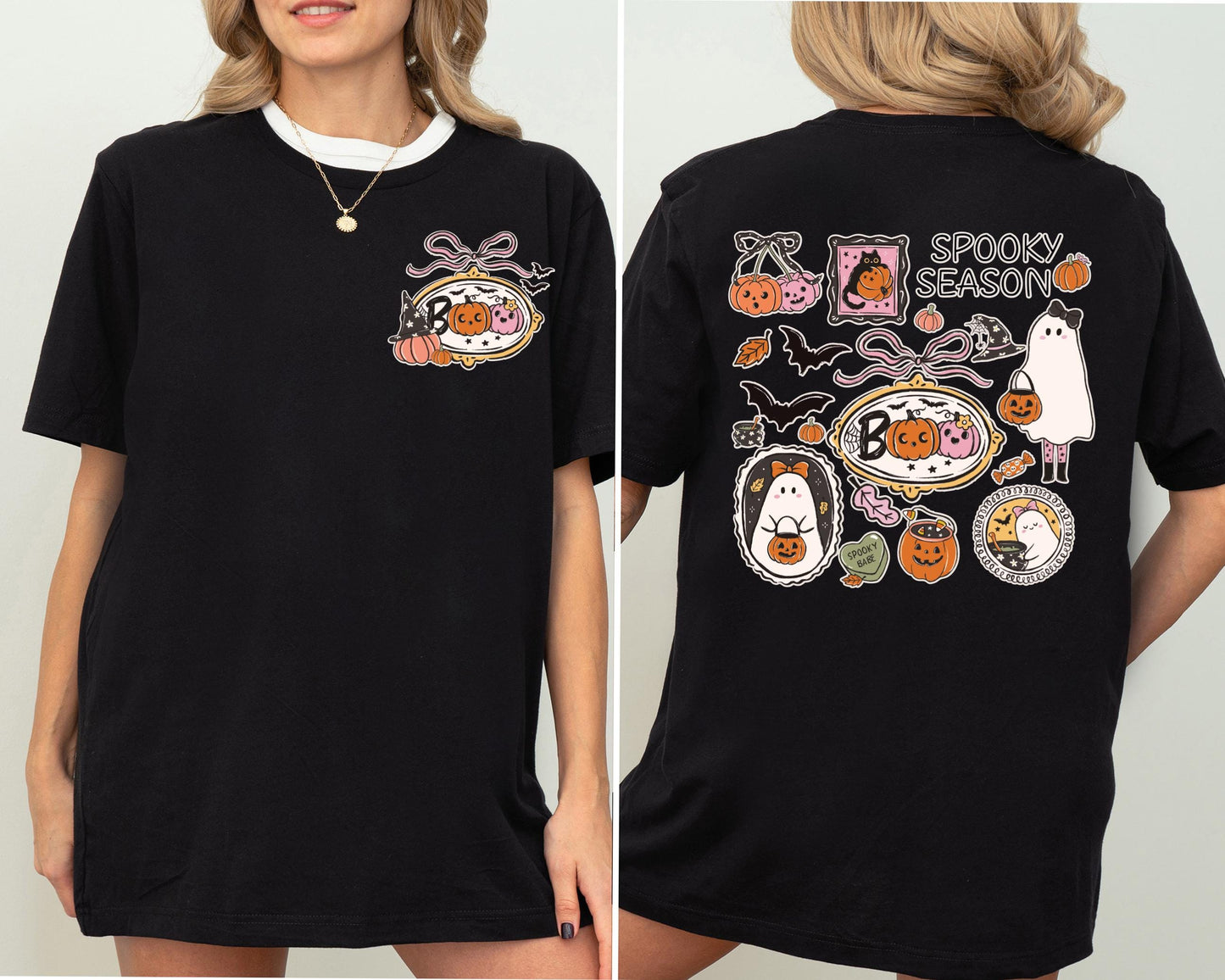 Halloween Boo Pumpkin Shirt, Spooky Season Ghost T-Shirt, Halloween Ghost Shirt, Coquette Halloween Bow Shirt, Pumpkin Season Sweatshirt