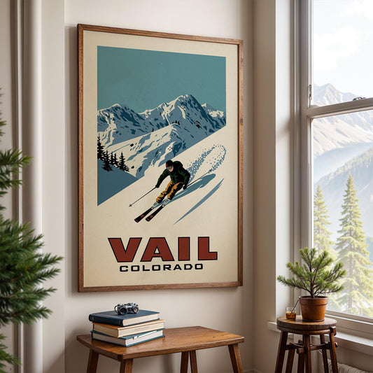 Vail Colorado Ski Poster, Apres Ski Print | Vintage Ski Poster | Retro Ski Gift