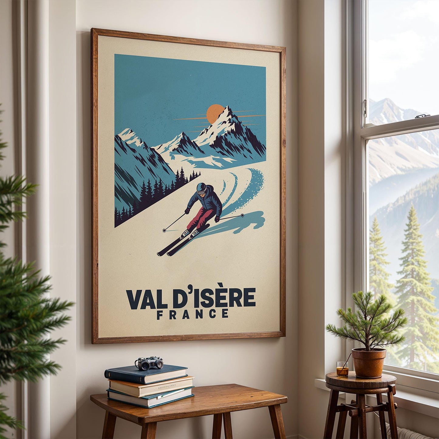 Val d’Isère France Ski Poster, Ski Wall Art | Vintage Ski Poster | Winter Sports Wall Art