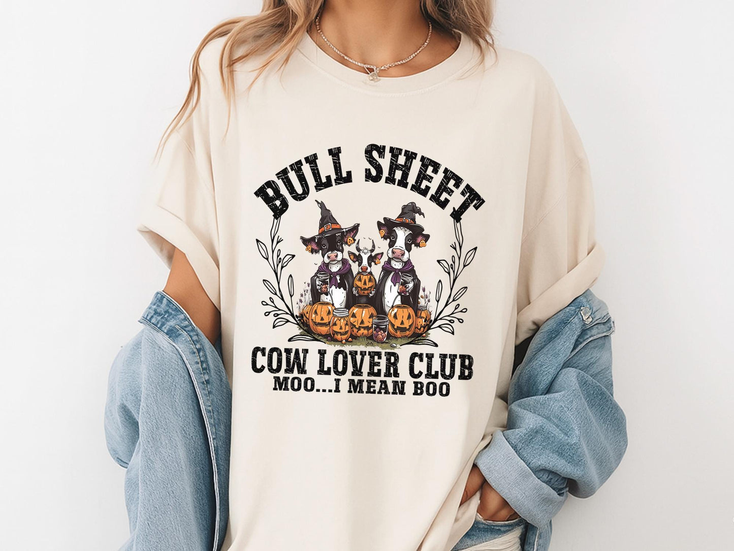 Comfort Colors® Halloween Ghost Cows Shirt, Bullsheet Halloween Shirt, Halloween Shirt, Western Halloween Tee,Moo I Mean Boo, Halloween Gift
