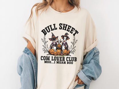 Comfort Colors® Halloween Ghost Cows Shirt, Bullsheet Halloween Shirt, Halloween Shirt, Western Halloween Tee,Moo I Mean Boo, Halloween Gift
